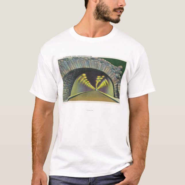 Illuminated Tunnel Scene near Bonneville Dam T-Shirt (Front)