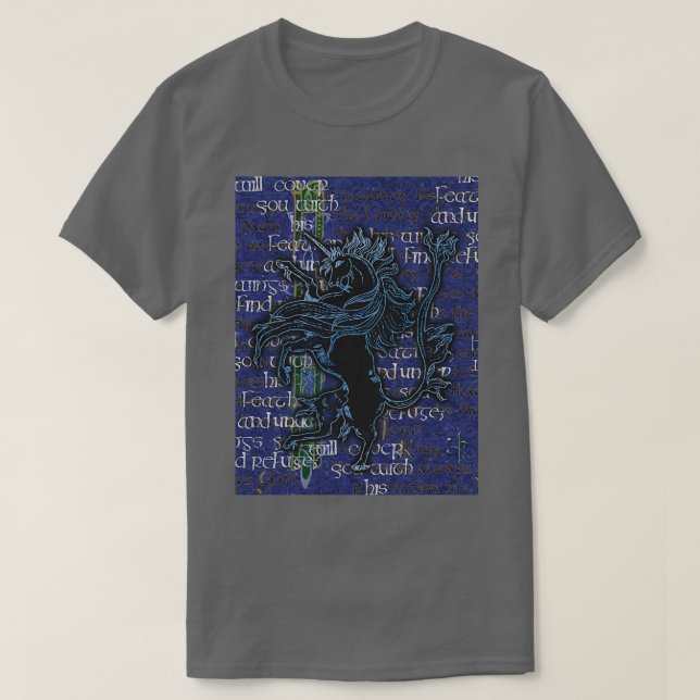 Illuminated Unicorn Rampant Dark version T-Shirt (Design Front)
