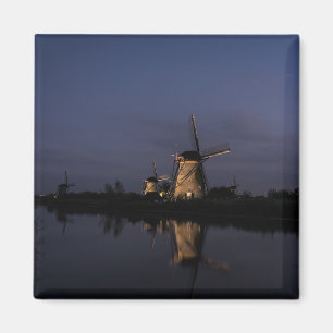 Illuminated windmill at Blue Hour magnet