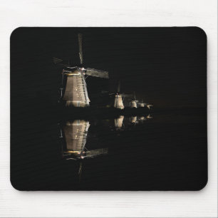 Illuminated windmills at night mousepad