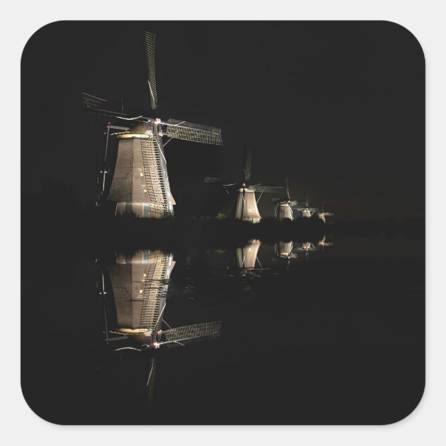 Illuminated windmills at night sticker (Front)