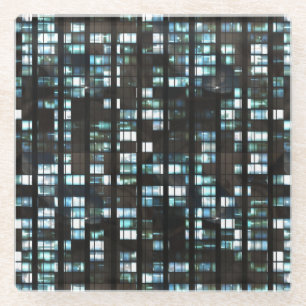 Illuminated windows pattern glass coaster