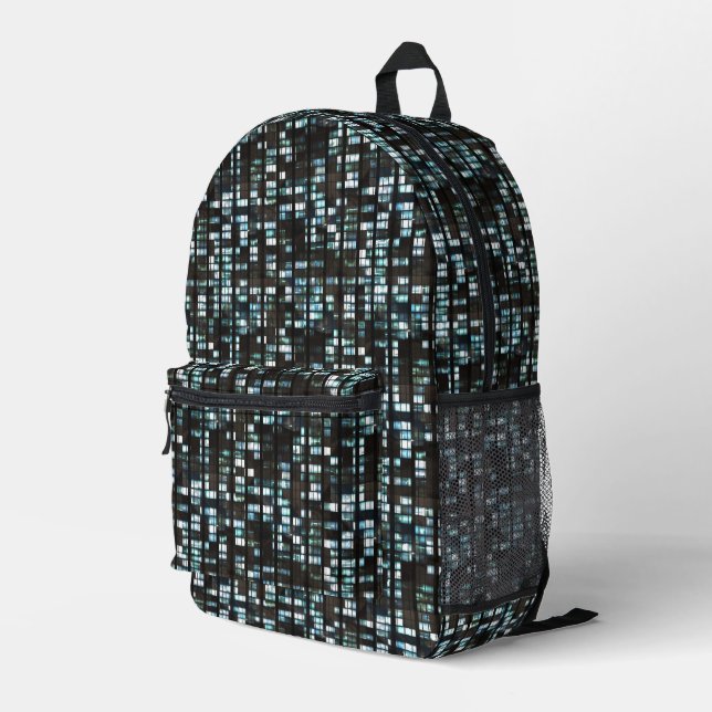 Illuminated windows pattern printed backpack (Back Corner Right)