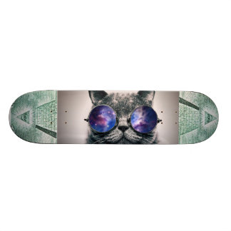 illuminati and galaxy cat skateboard deck