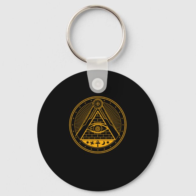 Illuminati Conspiracy Triangle Masonic All Seeing  Key Ring (Front)