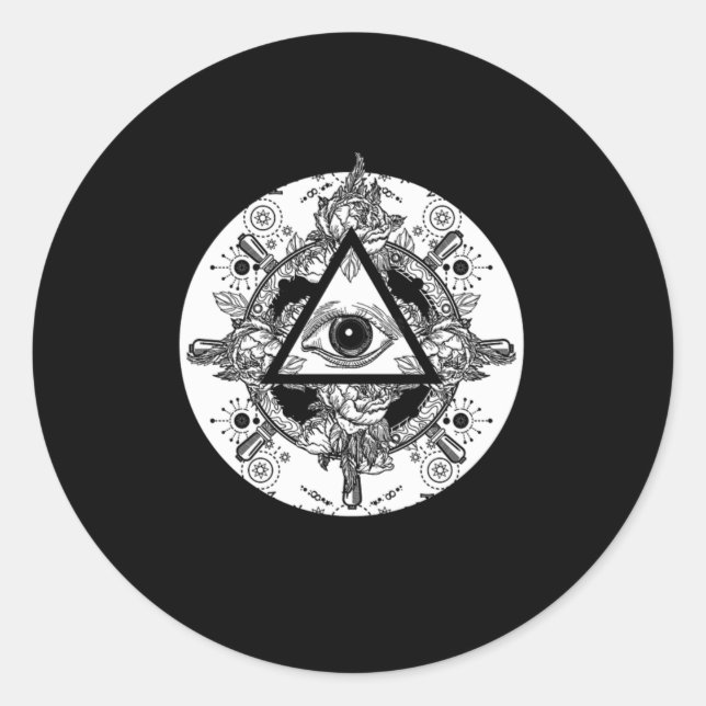 Illuminati Conspiracy Triangle Masonic Mandala Gif Classic Round Sticker (Front)