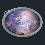 Illuminati nebula oval belt buckle<br><div class="desc">Hello and welcome,  this  design was realised by myself. 
This design shows an eye of providence in a space scenery,  in the middle of a nebula.

#illuminati #funnygift #nebula #space #eyesofprovidence #uniquegift #universe, </div>