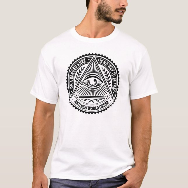 Illuminati - On A Bended Knee Is No Way To Be Free T-Shirt (Front)