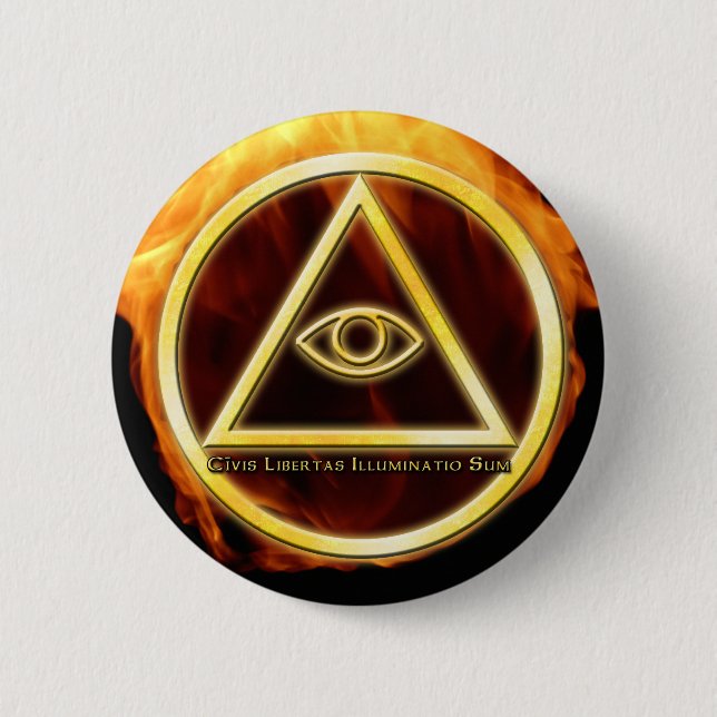 Illuminati on Fire 6 Cm Round Badge (Front)