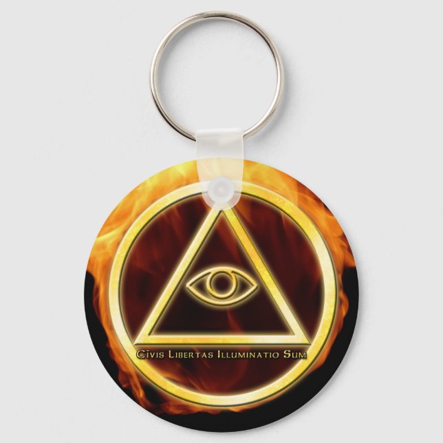 Illuminati on Fire Key Ring (Front)