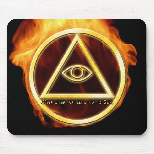 Illuminati on Fire Mouse Mat (Front)