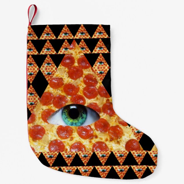 Illuminati Pizza Small Christmas Stocking (Front)