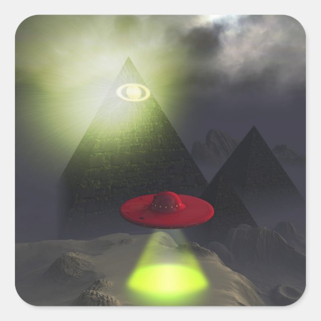 Illuminati Pyramid and UFO Sticker (Front)