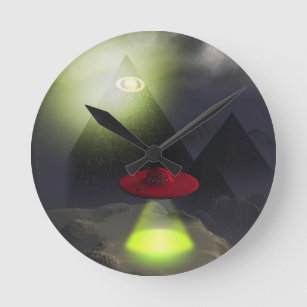Illuminati Pyramid and UFO Wall Clock
