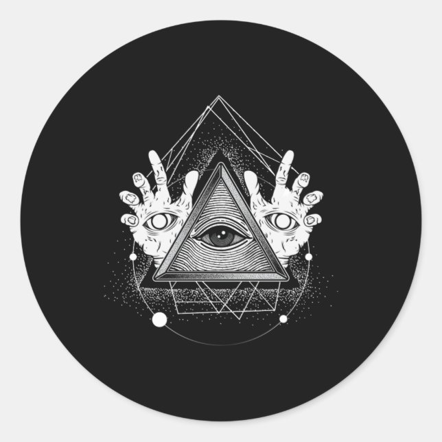 Illuminati Symbol Masonic Triangle Pyramid Conspir Classic Round Sticker (Front)