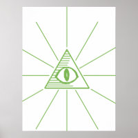 Illuminati Triangle Eye Green Poster