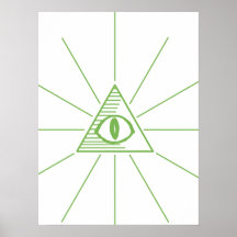 Illuminati Triangle Eye Green Poster