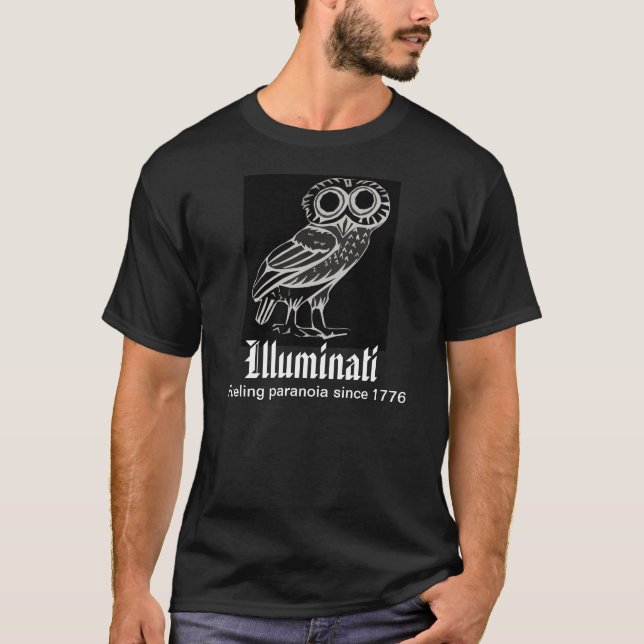 Illuminati, White on Black T-Shirt (Front)