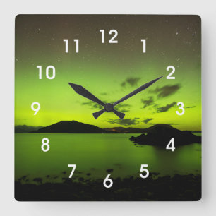Illuminating Aurora Square Wall Clock