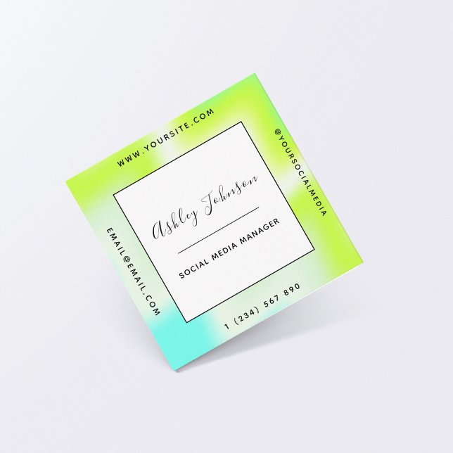 Illuminating Green Shade Spring Fresh Social Media Square Business Card (Creator Uploaded)