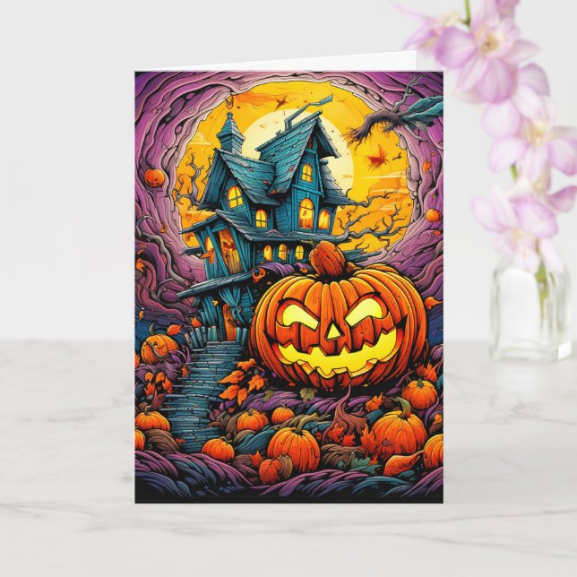 Illuminating Halloween Pumpkin Card (Orchid)