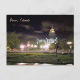 Illuminating The Colorado State Capitol After Dark Postcard