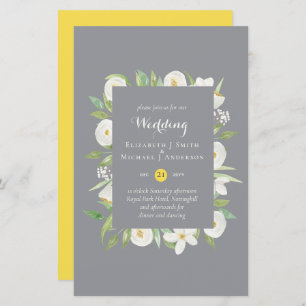 Illuminating Yellow Grey Budget Wedding Invite A9
