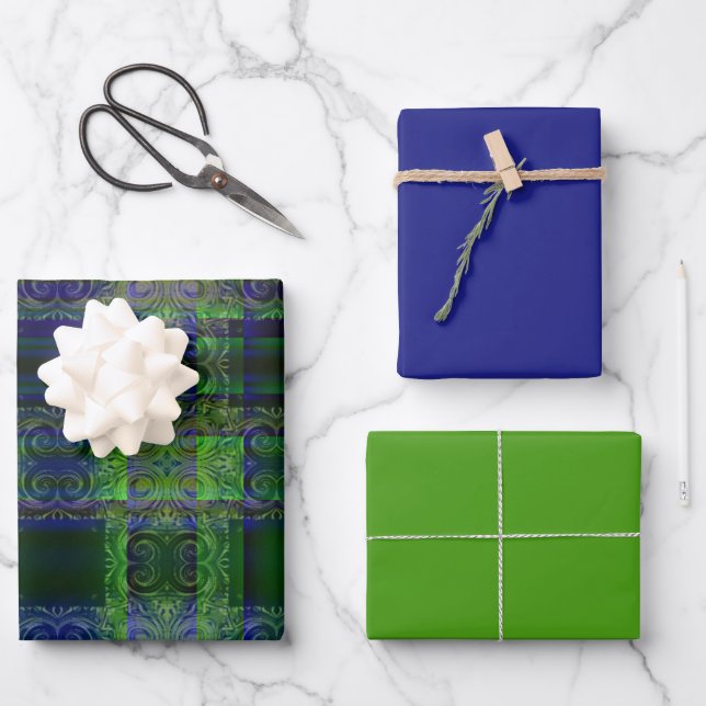 Illumination  Blue/Green Design -Set 2 Wrapping Paper Sheet (Front)