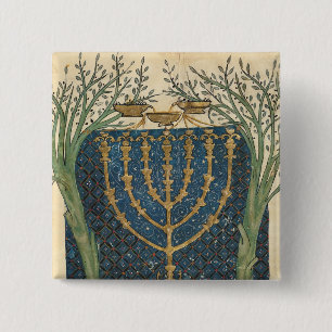 Illumination of a menorah, from 15 cm square badge