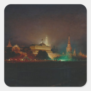 Illumination of the Kremlin, 1883 (oil on canvas) Square Sticker