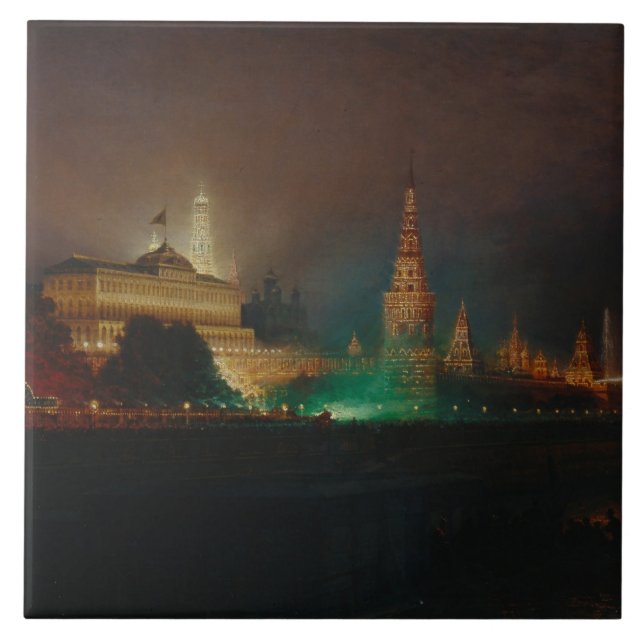 Illumination of the Kremlin, 1883 (oil on canvas) Tile (Front)
