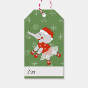 illusima Ballerina Elephant Christmas Snowflakes Gift Tags