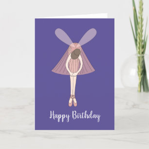 illusima Ballerina Fairy Dark Purple Birthday Card