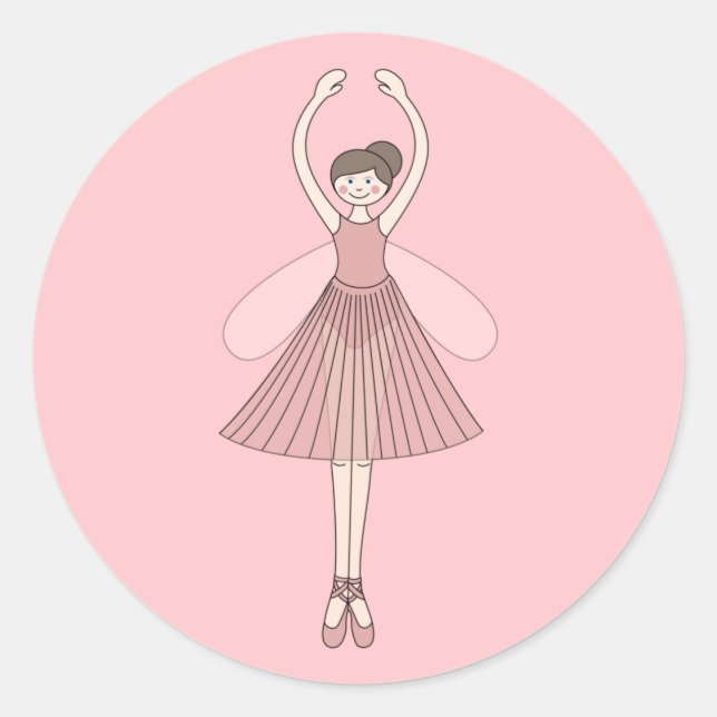 illusima Ballerina Fairy Point Shoes Ballet Pink Classic Round Sticker (Front)