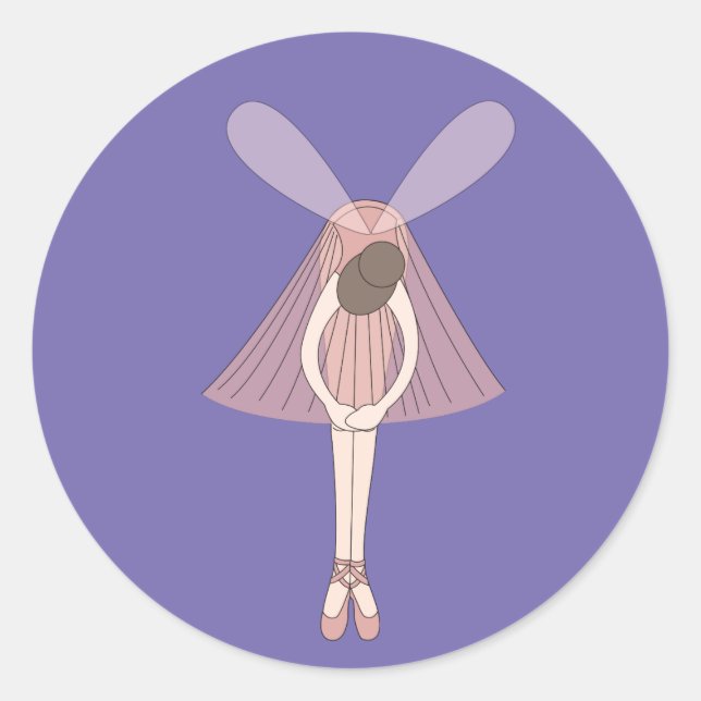 illusima Ballerina Fairy Purple Classic Round Sticker (Front)