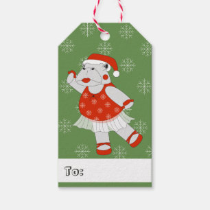 illusima Ballerina Hippo Christmas Snowflakes Gift Tags