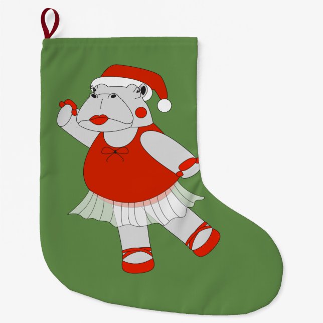 illusima Ballerina Hippo - Christmas Special Large Christmas Stocking (Front)