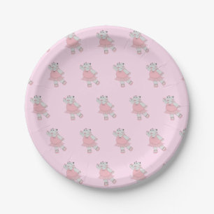 illusima Ballerina Hippo Pastel Pink Paper Plate