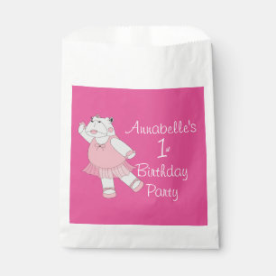 illusima Ballerina Hippo Pink 1st Birthday Favour Bags