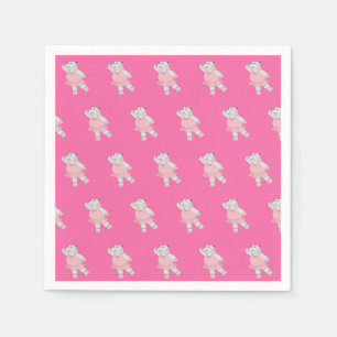 illusima Ballerina Hippo Pink Birthday Party Napkin
