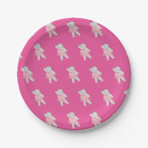 illusima Ballerina Hippo Pink Paper Plate