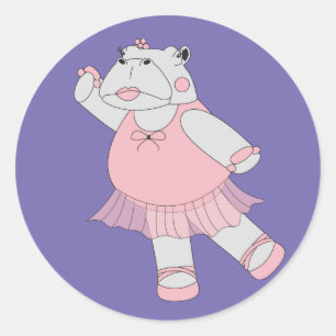 illusima Ballerina Hippo Purple Classic Round Sticker