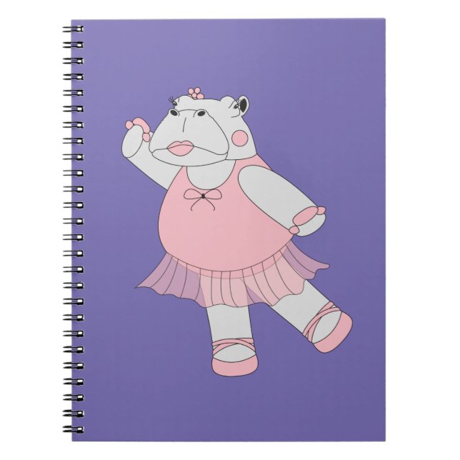 illusima Ballerina Hippo Purple Notebook (Front)