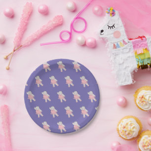 illusima Ballerina Hippo Purple Paper Plate