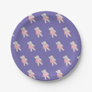 illusima Ballerina Hippo Purple Paper Plate