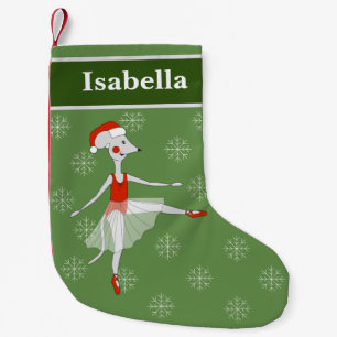 illusima Ballerina Mouse Christmas Snowflakes Small Christmas Stocking