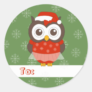 illusima Ballerina Owl Christmas Snowflakes Green Classic Round Sticker