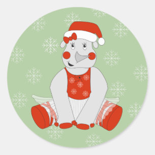 illusima Ballerina Rhino Christmas Snowflakes Classic Round Sticker