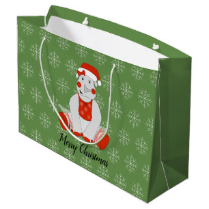 illusima Ballerina Rhino Christmas Snowflakes Large Gift Bag