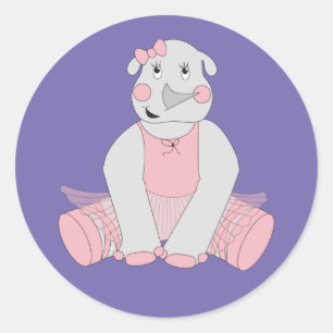 illusima Ballerina Rhino Purple Classic Round Sticker